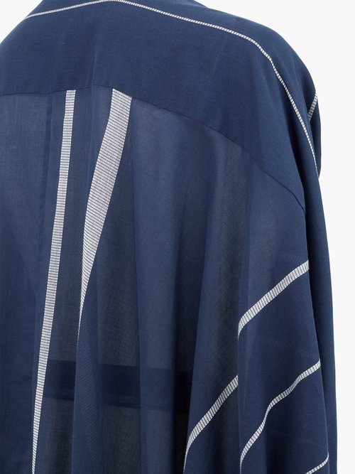 Palmer//harding Poet Striped Cotton-poplin Shirt Dress Navy Stripe
