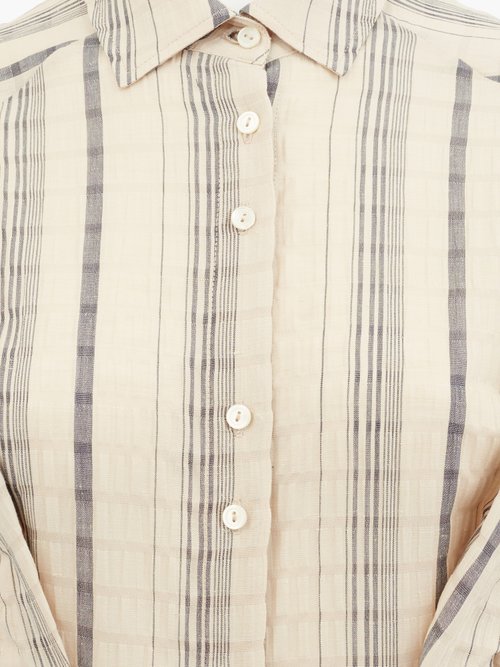 Palmer//harding Sundra Striped Linen-blend Shirt Dress Beige Stripe