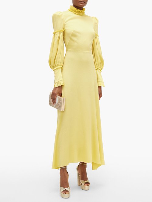 The Vampire's Wife The Dahlia Hammered Silk-blend Dress Yellow - 50% Off Sale