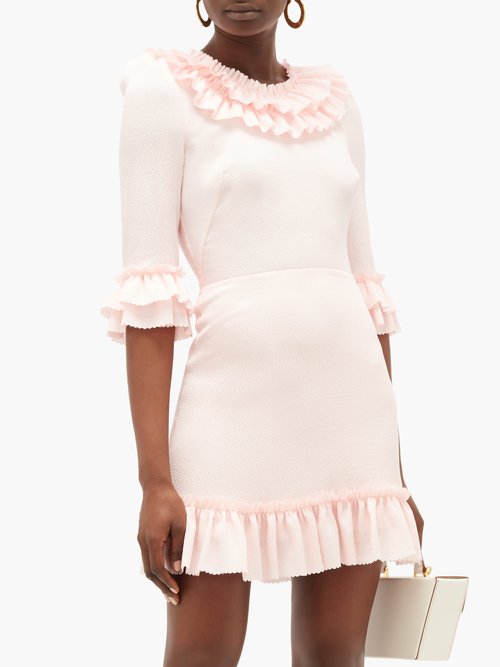 The Vampire’s Wife The Gloria Ruffle-trim Stretch-silk Mini Dress Light Pink – 50% Off Sale