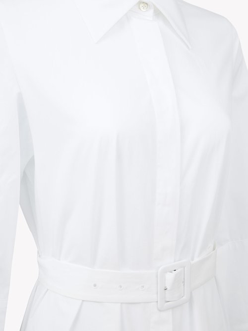 Sara Battaglia Belted Cotton-poplin Shirt Dress White - 50% Off Sale