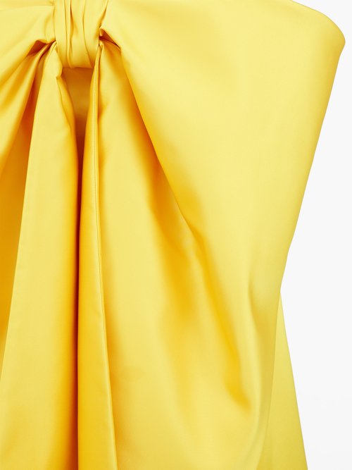 Sara Battaglia Bow-trim Strapless Satin Mini Dress Yellow - 60% Off Sale