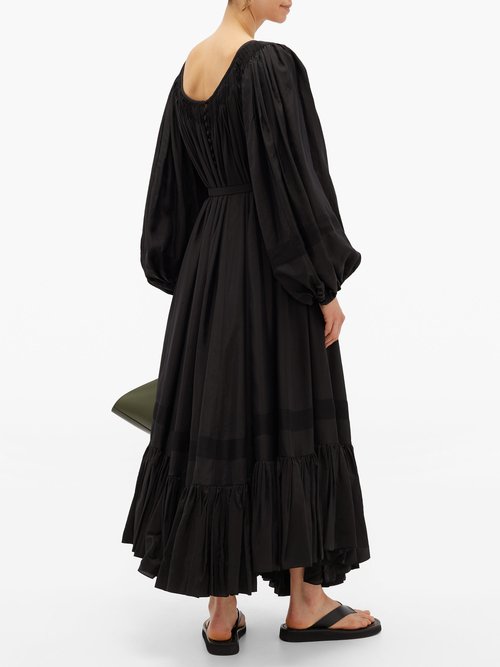 Zanini Smocked Balloon-sleeve Dress Black - 70% Off Sale
