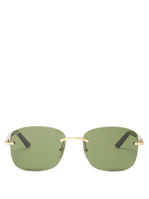 Cartier Frameless Rectangular Acetate Sunglasses In Tortoiseshell ...