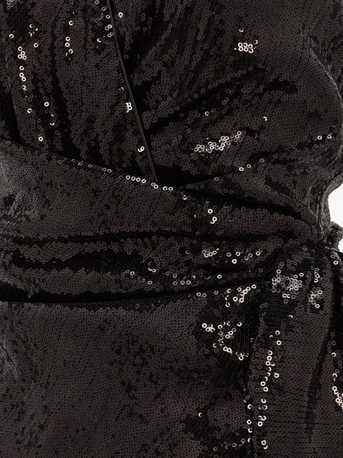 Dundas Sequinned One-shoulder Wrap Top Black – 70% Off Sale
