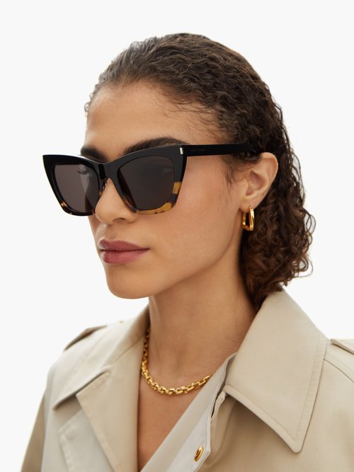 lenshop on X: Saint Laurent's black acetate Kate sunglasses are a