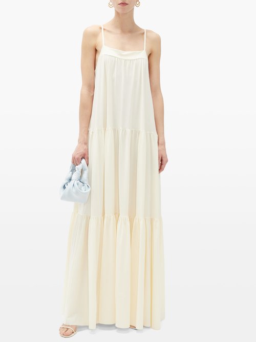 Ryan Roche Tiered Maxi Dress White / Ivory - 60% Off Sale