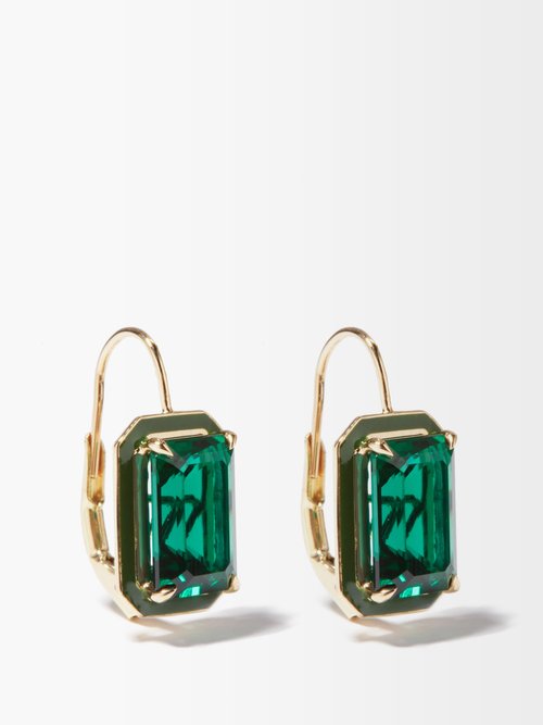 Alison Lou Cocktail Lab-emerald And 14kt Gold Earrings