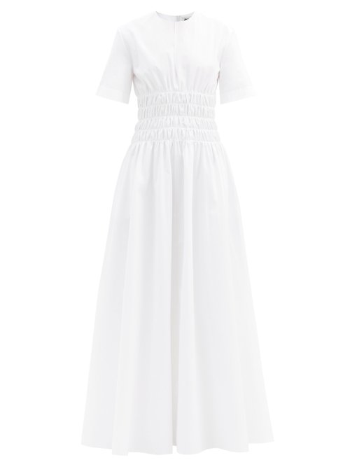 Maison Rabih Kayrouz - Shirred-waist Poplin Dress White
