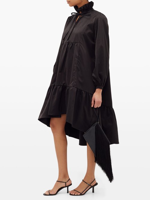 Àcheval Pampa Campo Ruffled Satin Dress Black - 60% Off Sale