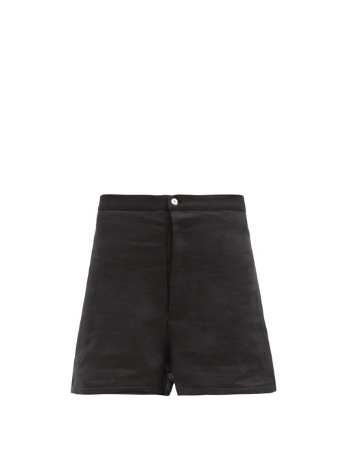 Albus Lumen - Raw-hem High-rise Linen Shorts Black Beachwear