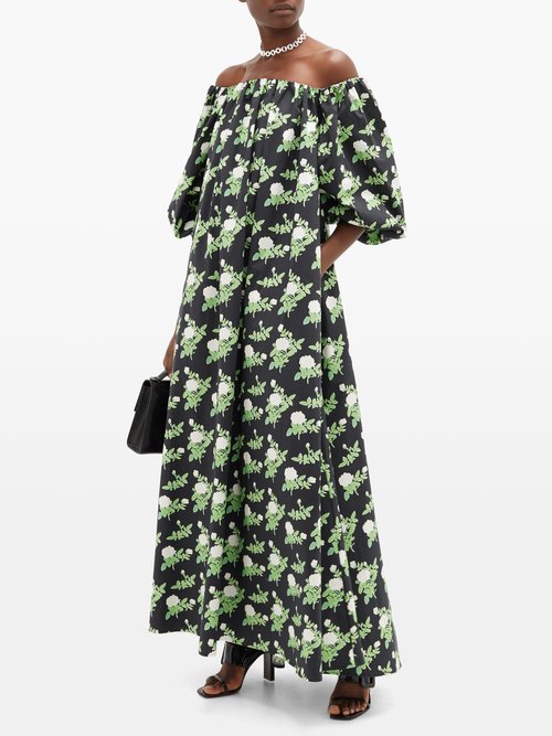 Bernadette Bobby Off-the-shoulder Floral-print Cotton Dress Black Print - 50% Off Sale
