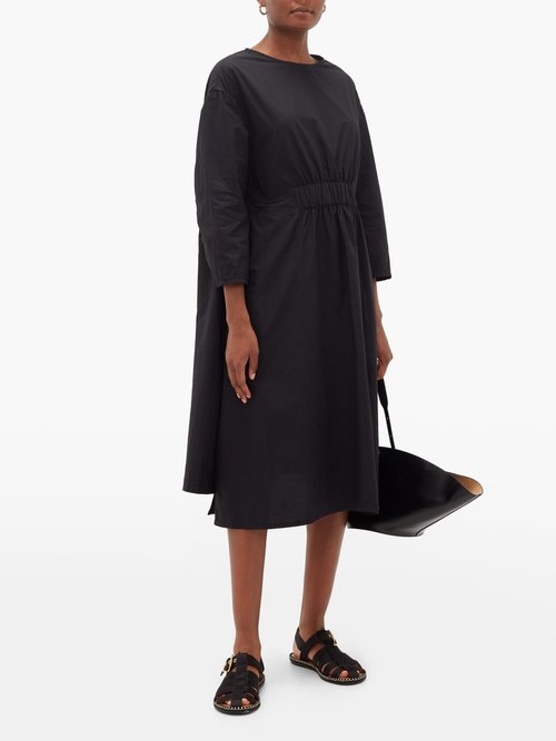 Toogood The Florist Cotton-poplin Midi Dress Black - 40% Off Sale