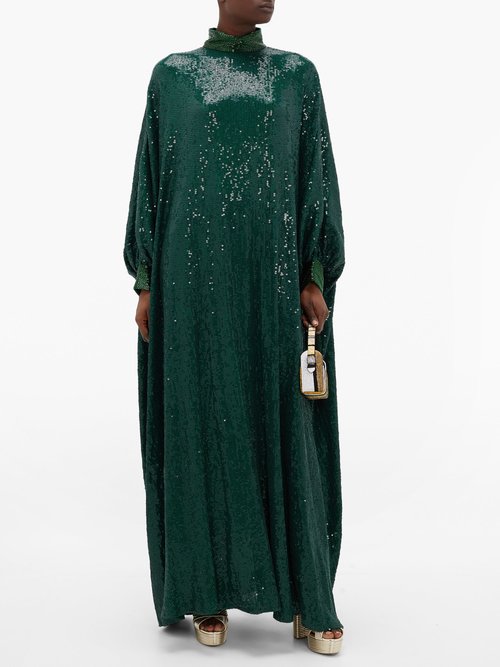 Ashish Sheela Embellished Sequinned-georgette Tent Dress Green - 60% Off Sale