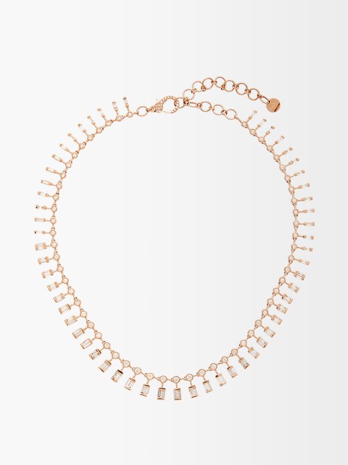 Dot Dash Diamond & 18kt Rose Gold Necklace