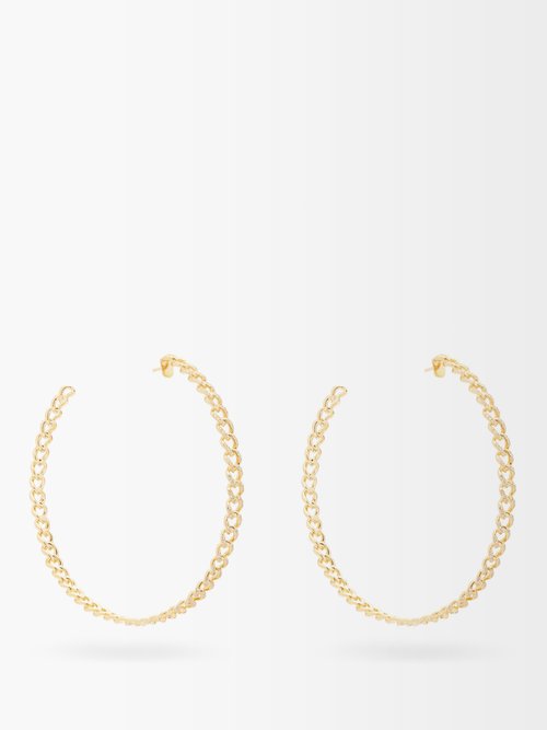 Pavé Link Diamond & 18kt Gold Hoop Earrings