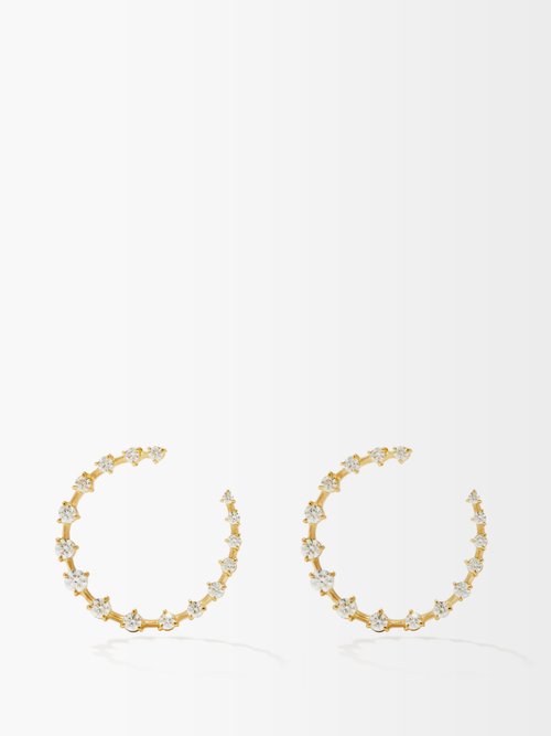 Jade Trau Crescent Diamond & 18kt Gold Hoops