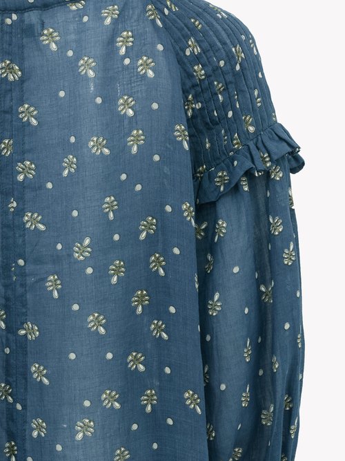 Innika Choo Justine Taiym Floral-print Cotton Mini Dress Blue Print