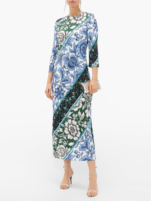 Erdem Evanna Wallpaper-print Jersey Dress Green Print - 60% Off Sale