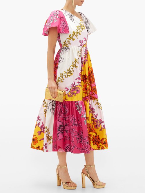 Erdem Palomina Modotti Wallpaper-print Cotton Dress Pink Print - 60% Off Sale