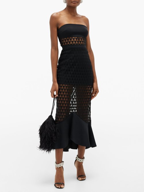 David Koma Strapless Triangle-tulle And Cady Dress Black - 60% Off Sale