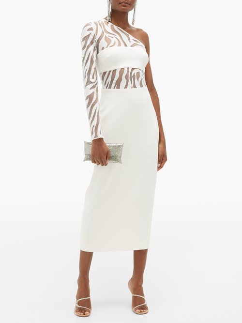 David Koma Zebra-embroidered Cotton-blend Dress White - 60% Off Sale