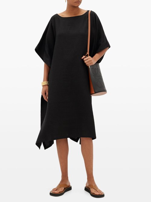 Eskandar Oversized Linen-poplin Dress Black