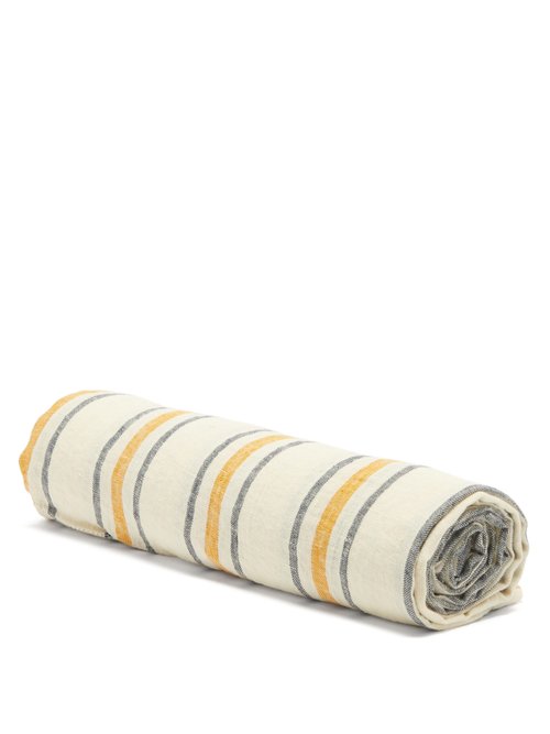 Frescobol Carioca - Striped Linen Beach Towel - Mens - Navy White