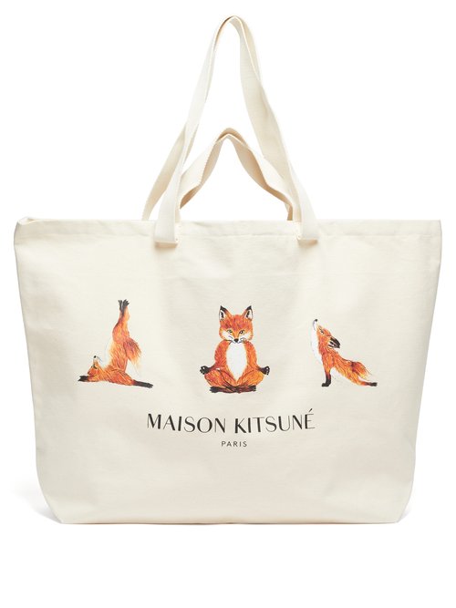 Yoga Fox-print Cotton-canvas Tote Bag