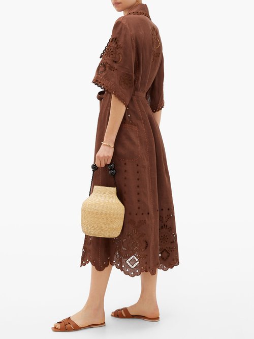 Buy Vita Kin Charlotte Chelsea-collared Linen Dress Brown online - shop best Vita Kin clothing sales