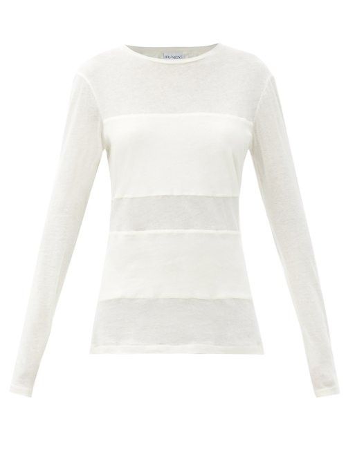 Raey - Double-panel Cotton-blend Long-sleeved T-shirt Ivory