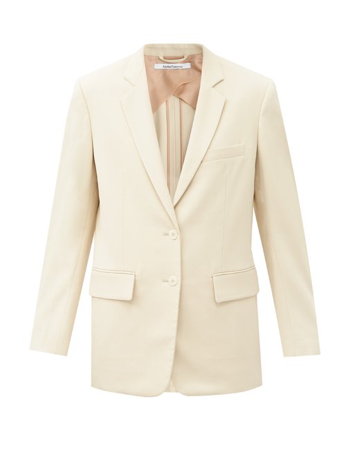 Another Tomorrow - Oversized Single-breasted Twill Jacket Cream