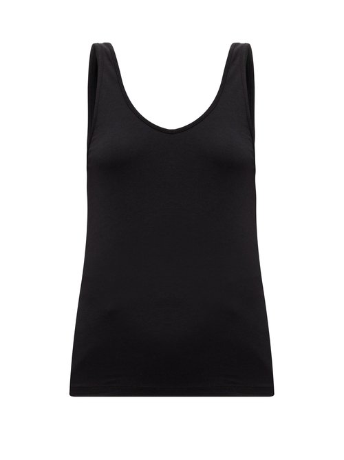 Another Tomorrow - Scoop-neck Jersey Tank Top Black