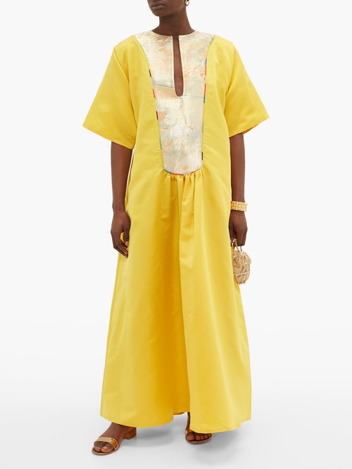 Rianna + Nina Vintage Brocade-yoke Silk-satin Dress Multi