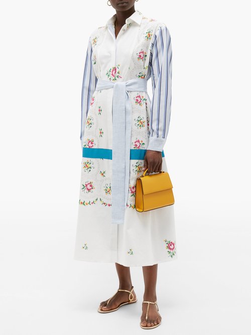 Rianna + Nina Floral-embroidered Cotton Shirt Dress Multi