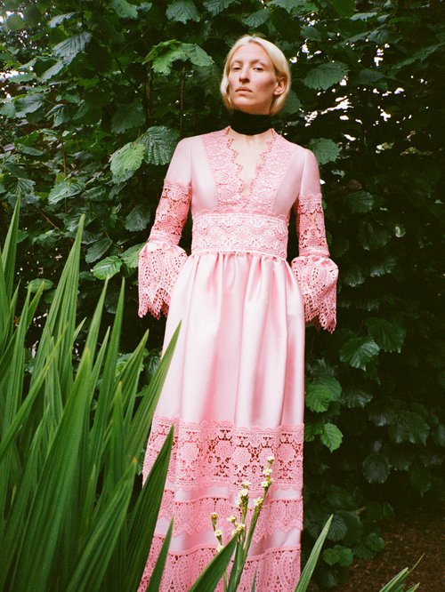Erdem Irmina Embroidered Mikado-satin Gown Pink
