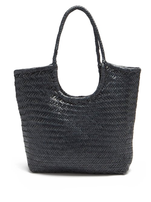 Dragon Diffusion - Triple Jump Small Woven-leather Basket Bag - Womens - Navy