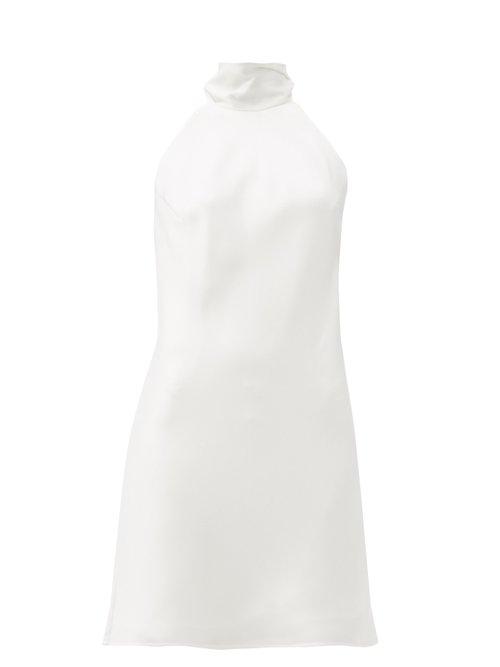 Galvan - Hamptons Halterneck Satin Mini Dress White