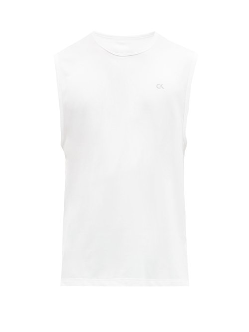 Calvin Klein Performance - Logo-print Cotton-jersey Tank Top - Mens - White
