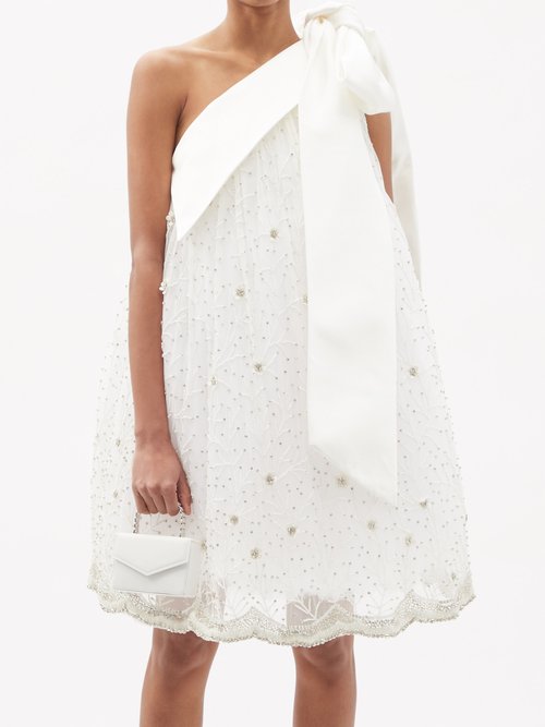 Buy Richard Quinn One-shoulder Crystal-embellished Tulle Dress Ivory online - shop best Richard Quinn clothing sales