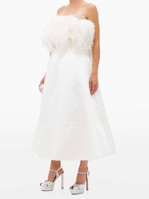 Buy Richard Quinn Feather-bodice Duchess-satin Dress Ivory online - shop best Richard Quinn clothing sales