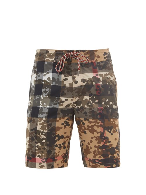 Burberry - Breton Camouflage-print Board Shorts - Mens - Beige Multi
