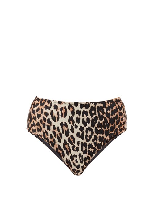 Ganni – High-rise Leopard-print Bikini Briefs Leopard Beachwear