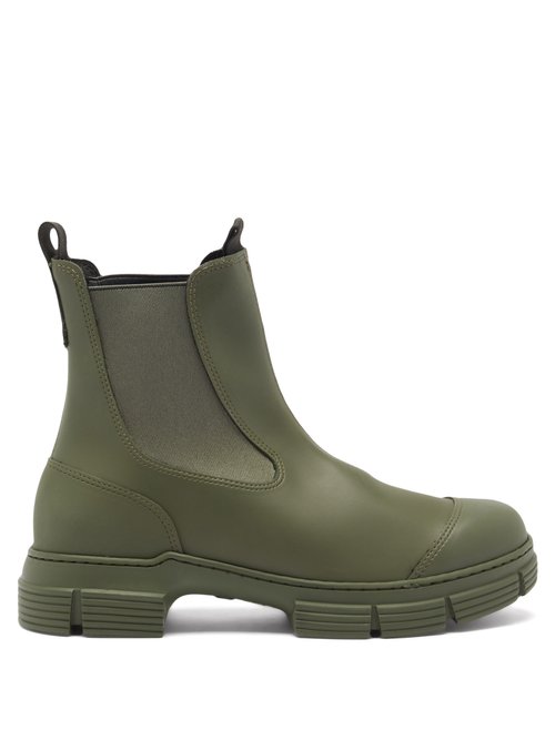 Ganni - Chunky Recycled-rubber Chelsea Boots Khaki