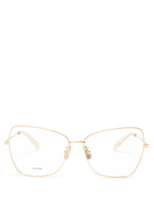 Celine Eyewear - Butterfly Metal Glasses - Womens - Gold