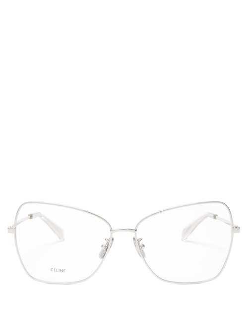 Celine Eyewear - Butterfly Metal Glasses - Womens - Silver