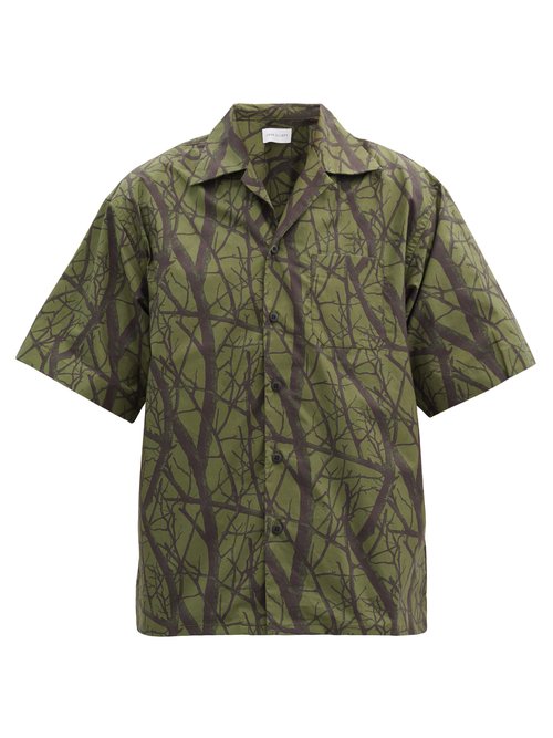 Practice Tree-print Cotton-poplin Shirt