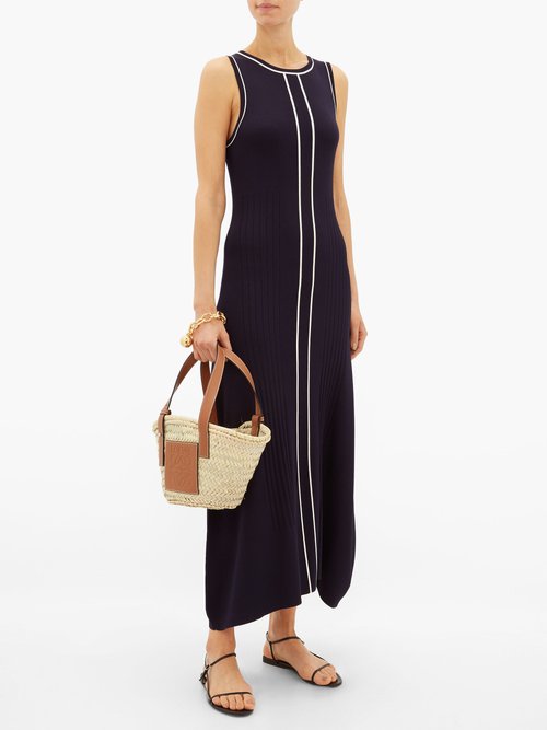 Odyssee Striped Knitted Maxi Dress Navy - 50% Off Sale