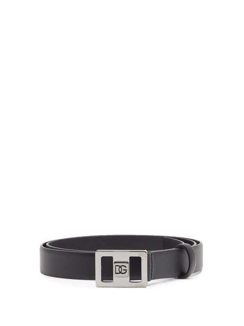 Dolce & Gabbana - Logo-engraved Buckle Leather Belt - Mens - Black