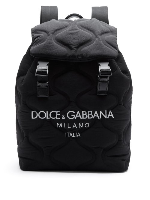 Dolce & Gabbana - Logo-printed Quilted Backpack - Mens - Black White